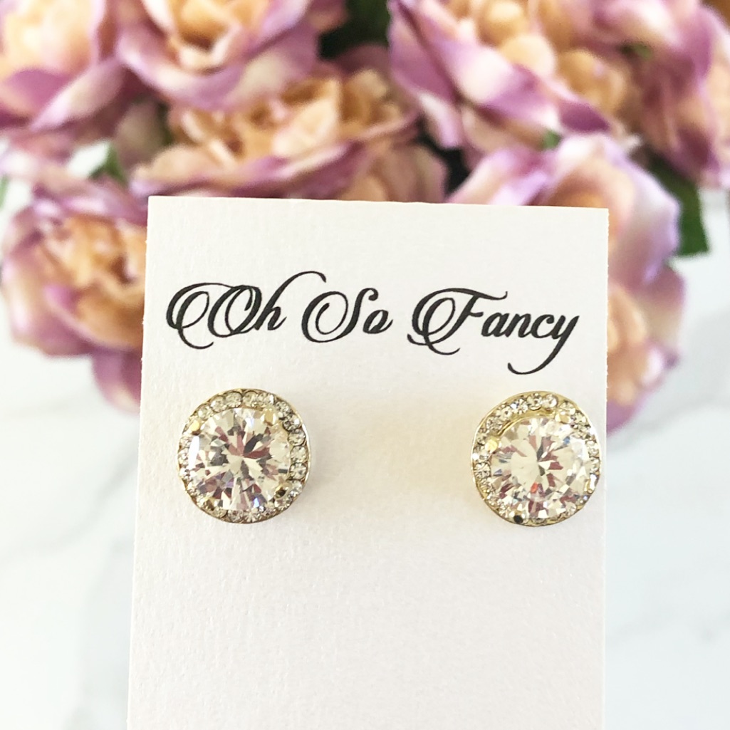 Gold Cz Stud Earrings
